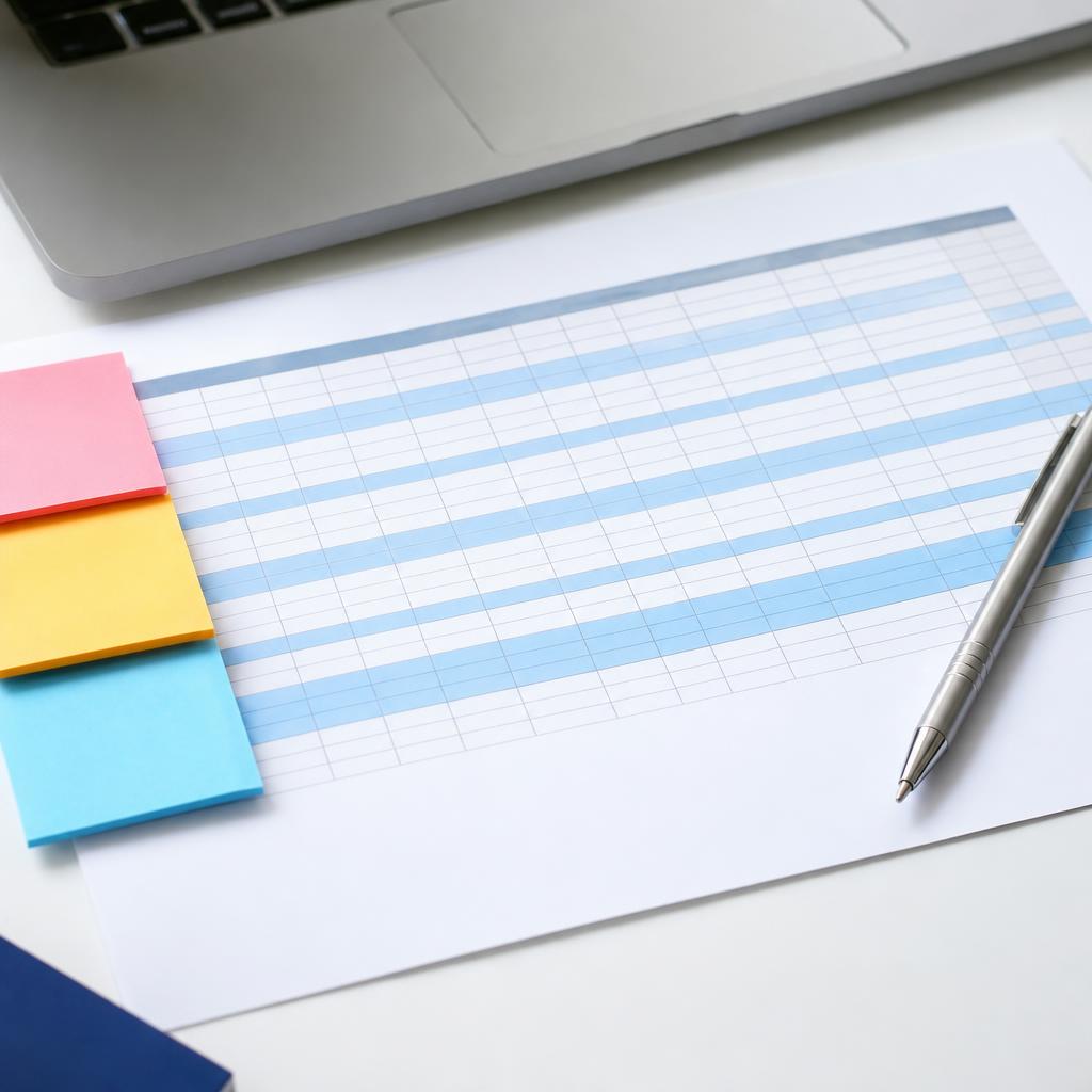 Tableau de priorisation de mots-clés annoté à la main sur un bureau minimaliste