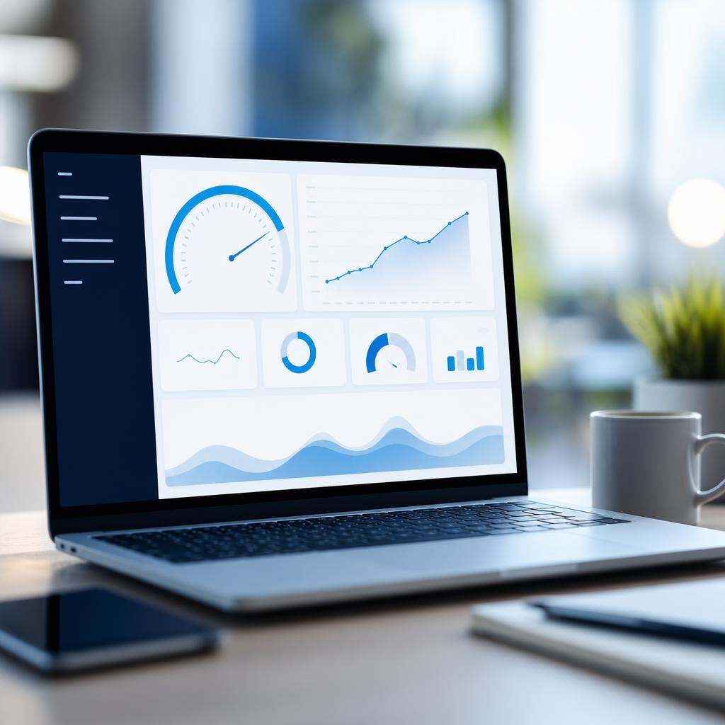 Écran d'ordinateur affichant un tableau de bord de performance web avec des jauges de vitesse